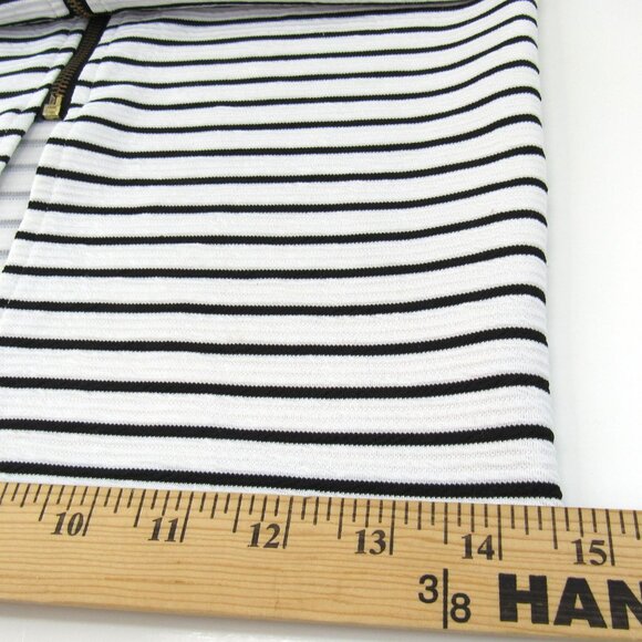 Almost Famous Junior White w/Black Stripe Bodycon Front Full Zip Dress Sz S - Picture 9 of 10